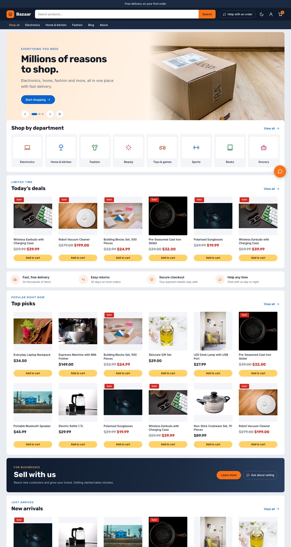 Bazaar homepage