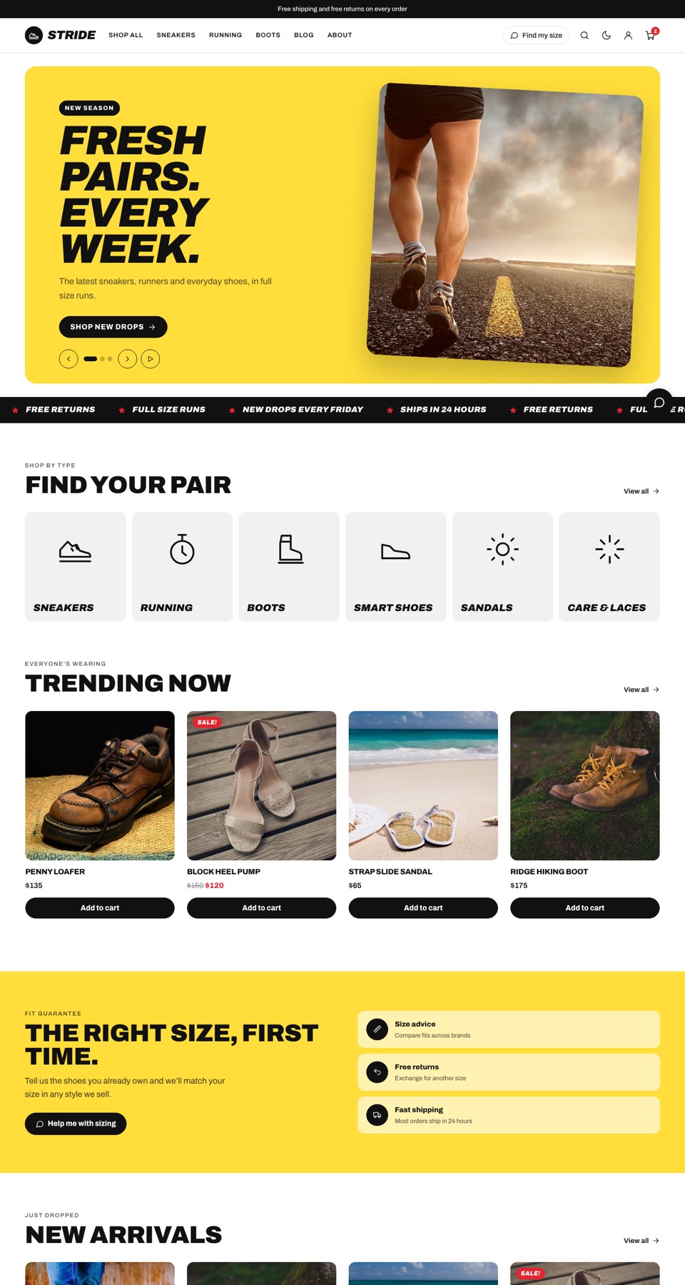 Stride homepage